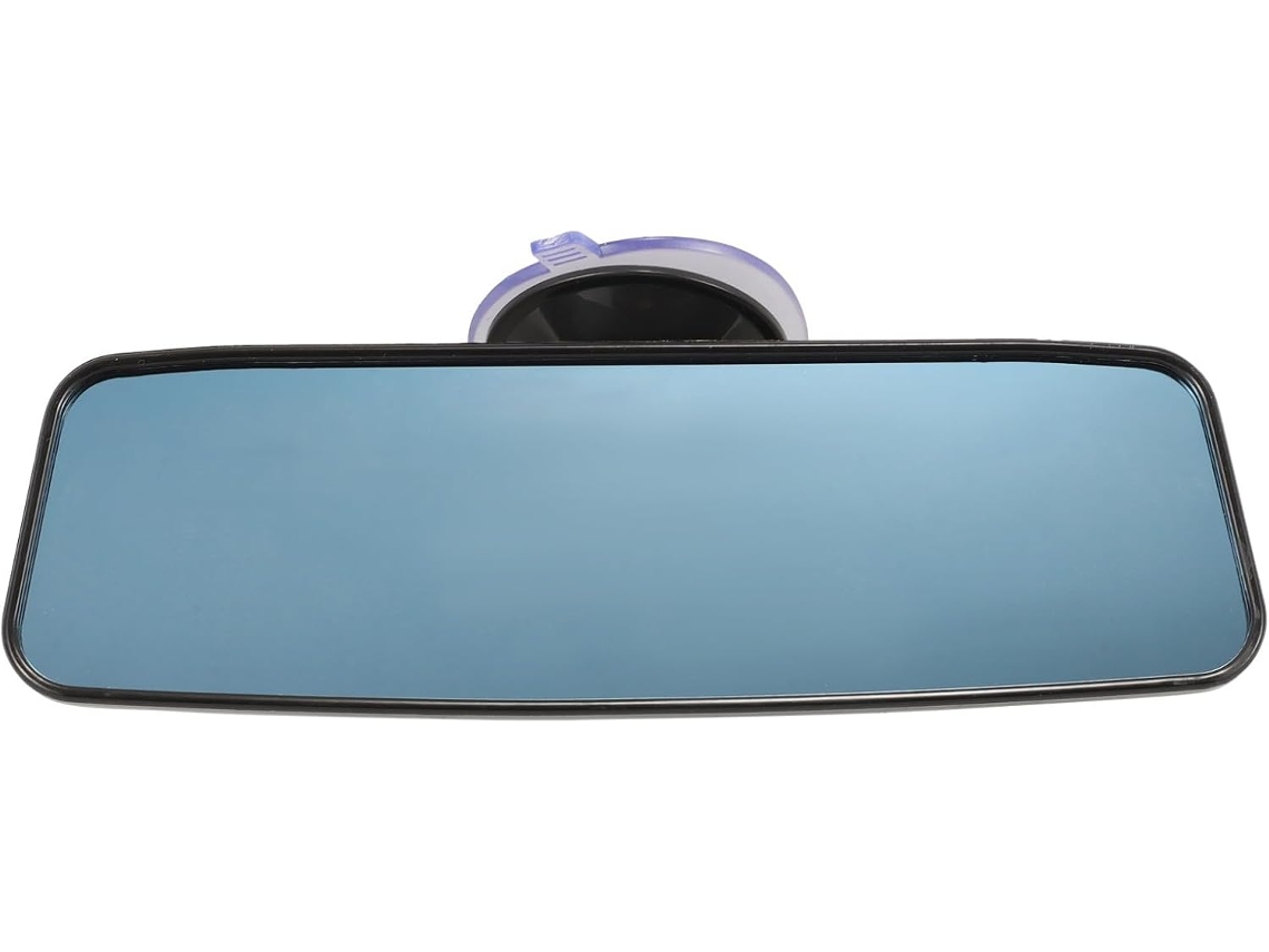 Pequeno espelho retrovisor interno antirreflexo azul para carro