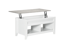 Mesa De Centro Retangular Com Tampo Elevatório E Espaço De Arrumação Para Sala De Estar 105x50x49 Cm Branco