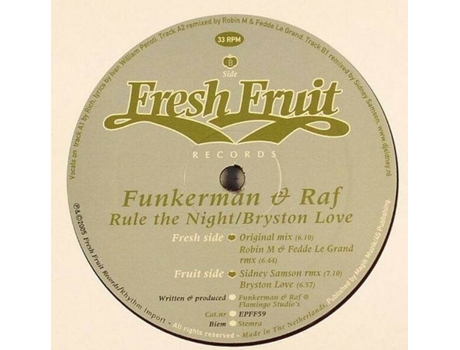 Vinil Rule The Night / Bryston Love Fresh Fruit Records