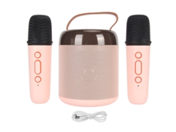 Mini máquina de karaoke portátil com microfone e altifalante Bluetooth, cor branca, RGB, processamento digital