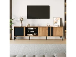 Armário Rústico Marrom Para Tv, Aparador De 180 Cm, Para Tvs De Até 80 Polegadas, Com Porta E Prateleira Aberta.