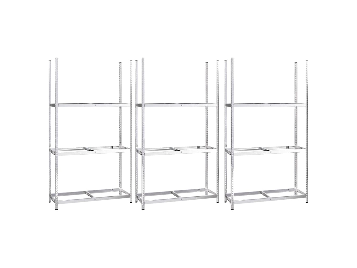 Conjunto 3 Tire Rack, Tire Racks Vidaxl Prateado Aço (110 X 40 X 200 Cm)