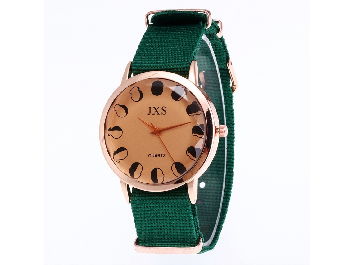 Reloj De Pulsera De Cuarzo Con Correa De Nylon Para Hombres Y Mujeres Estilo Casual (verde)