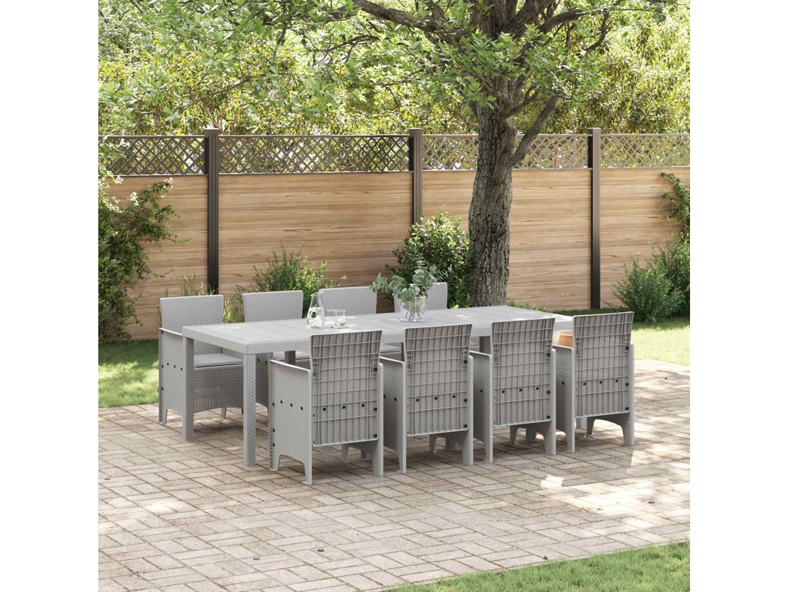 Vidaxl Conjunto De Jantar Para Jardim 9 Unid. Cinzento-claro