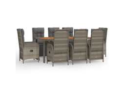 Maison Exclusive - 9 Pcs Conjunto De Jantar P/ Jardim C/ Almofadões Vime Pe Cinza