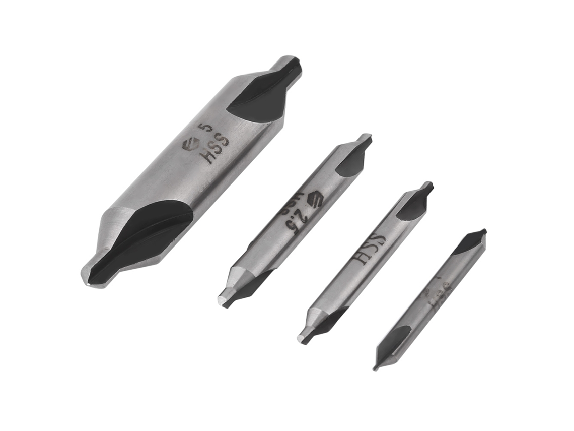 4pcs Conjunto de Brocas de Centragem Hss 60 Graus 1/2/2.5/5mm para Metais