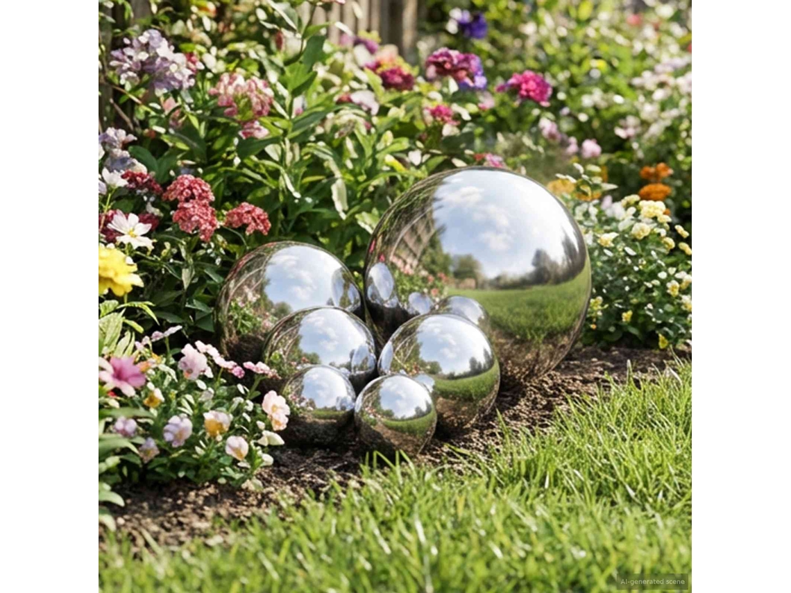 Vidaxl Bola Espelhada 6 Unid. Ø 15 Cm Prateado Aço Inoxidável 201