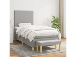 Cama Com Molas/colchão 90x190 Cm Tecido Cinzento-claro