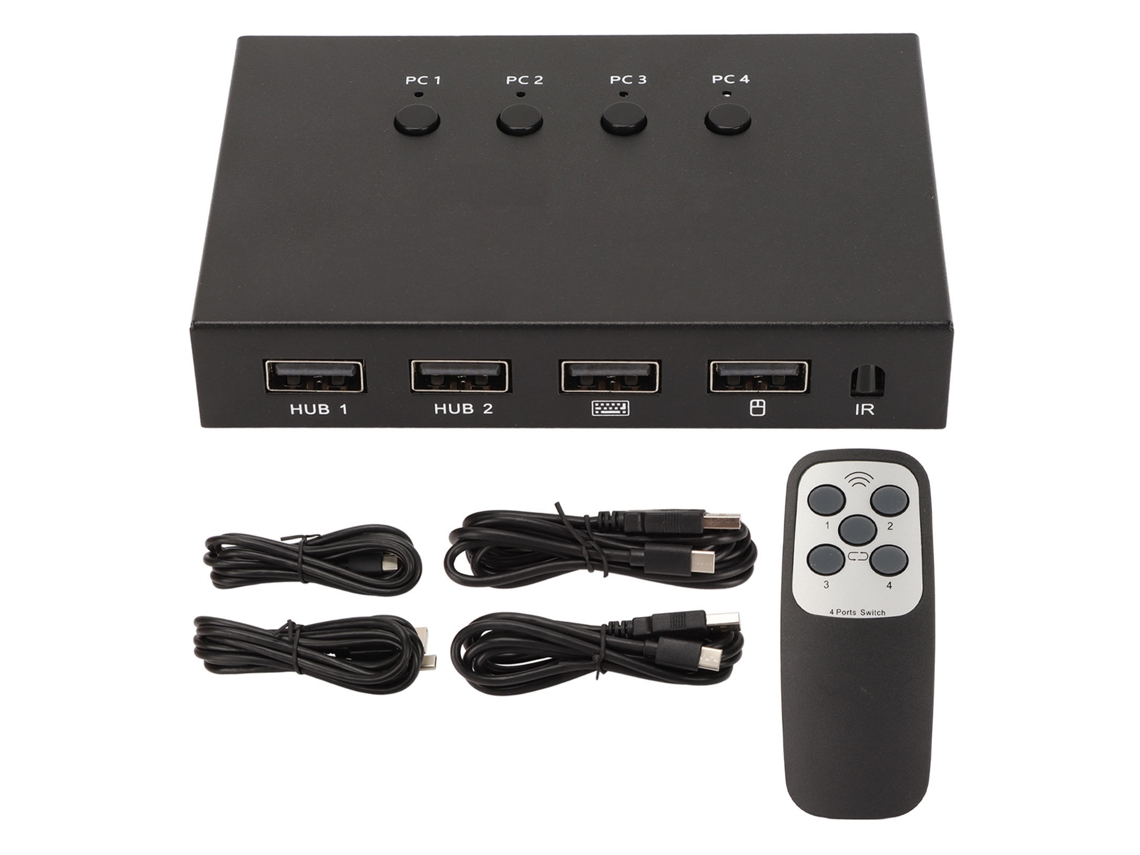 Switcher KVM Mali 4K 60Hz 18Gbps 4 em 1, com Interface USB e HDMI 2.0