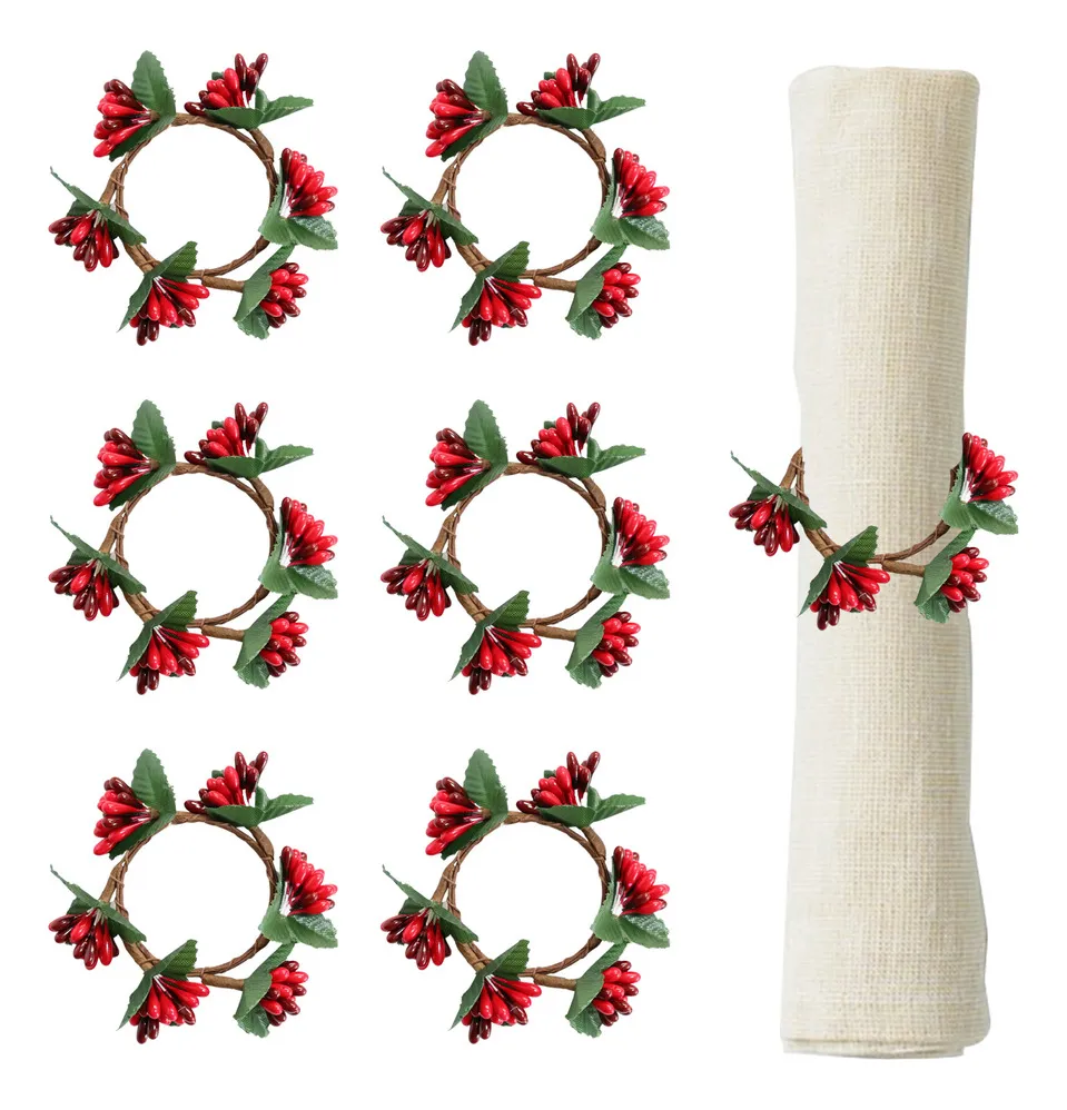 Novos 6 Anéis De Guardanapo De Frutas Vermelhas, Porta Velasvayotoy