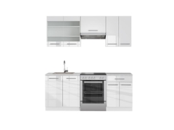 Cozinha Fame-Line, 200 cm sem bancada, branco brilhante/branco, VICCO
