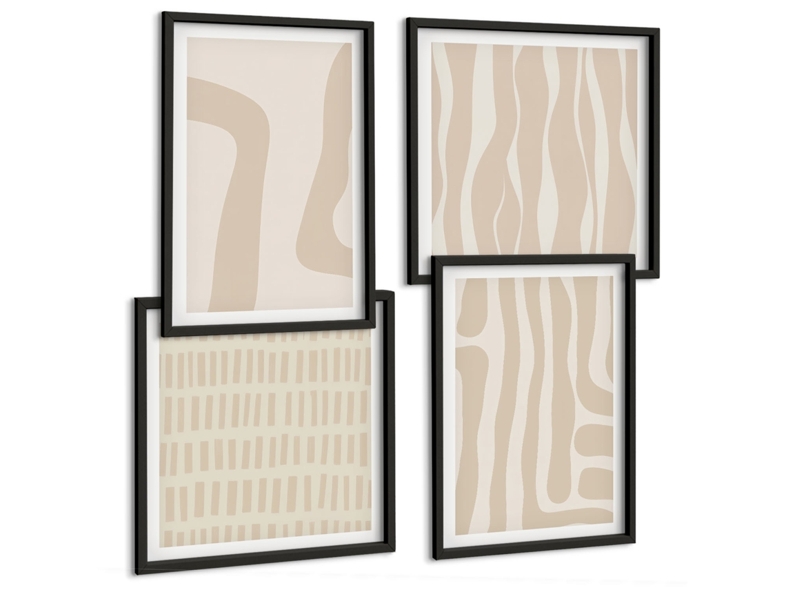 Composição De Quadros Gráficos Estilosos Minimalistas Espelharte (4 Peças)