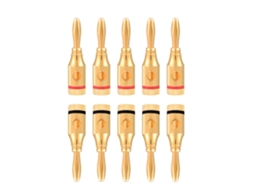 Conector De Áudio Plug Banana Prateado A Ouro Adaptador Fio