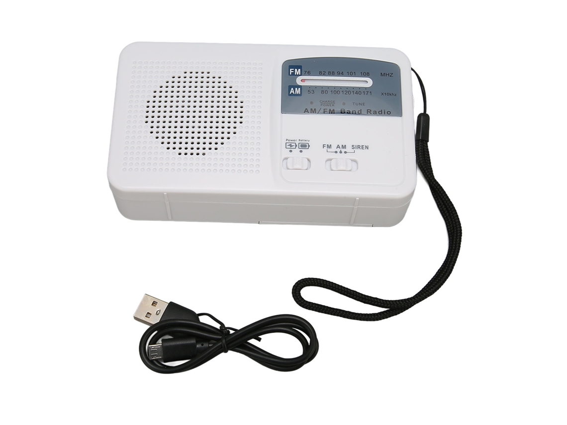 Rádio De Emergência Solar Com Manivela Recarregável Portátil E Lanterna Led Para Camping Branco