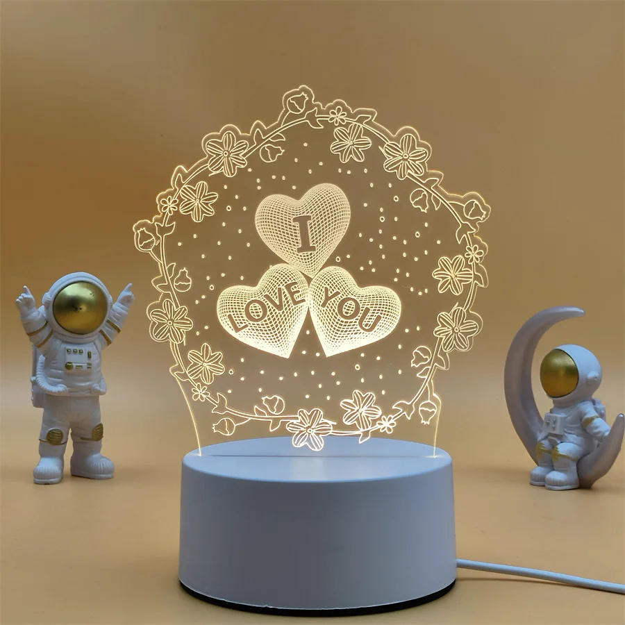 Luminária Noturna Led Usb 3d em Acrílico , Ideal para Decoração de Casa e Quarto. MDUG (7 Cores)