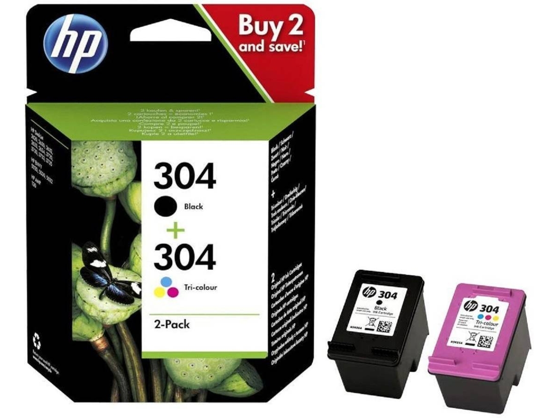 Pack 2 Tinteiros HP 304 Preto e tricolor