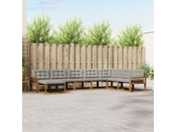Vidaxl Conjunto De Sofás Para Exterior 8 Pcs Cinza Natural E Claro