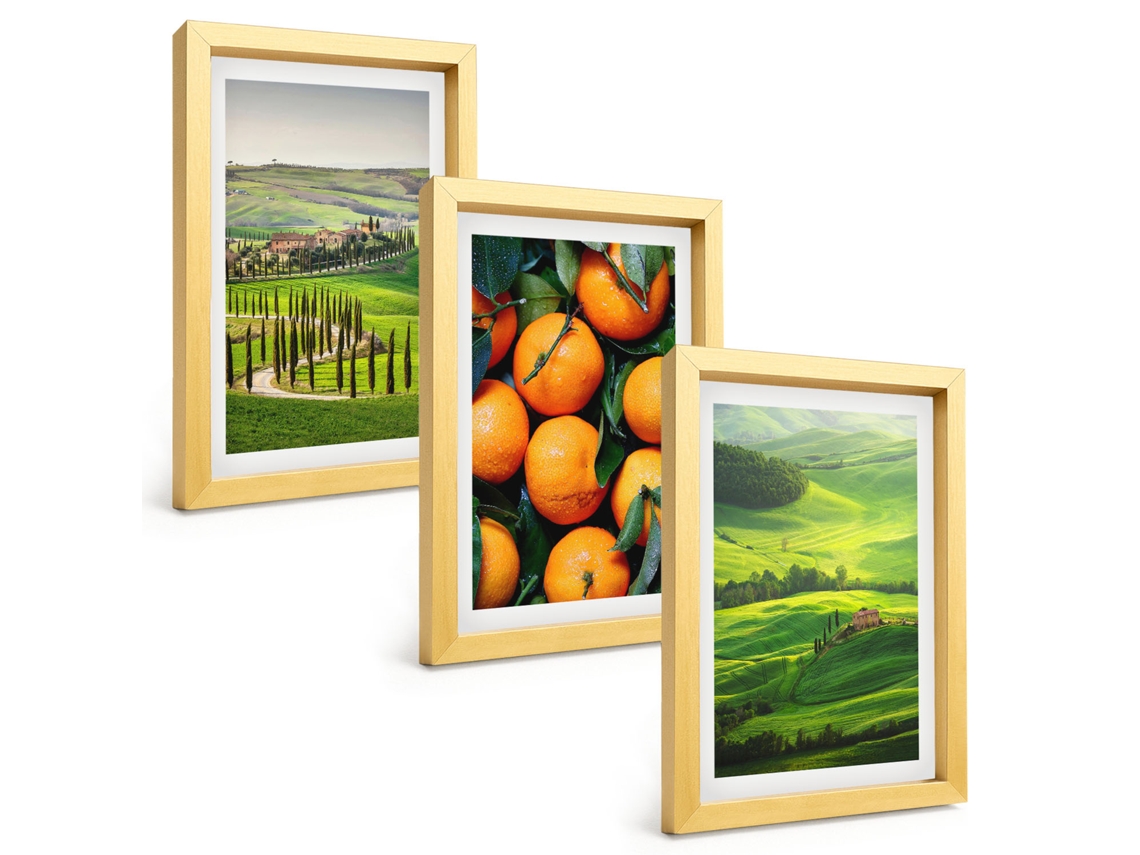 Um Conjunto De Imagens Decorativas Em Uma Moldurapaisagem Rural, Itália, Laranjas Moldura Dourada Pinturas De Quarto Espelharte (3 Peças 20x30 Cm)
