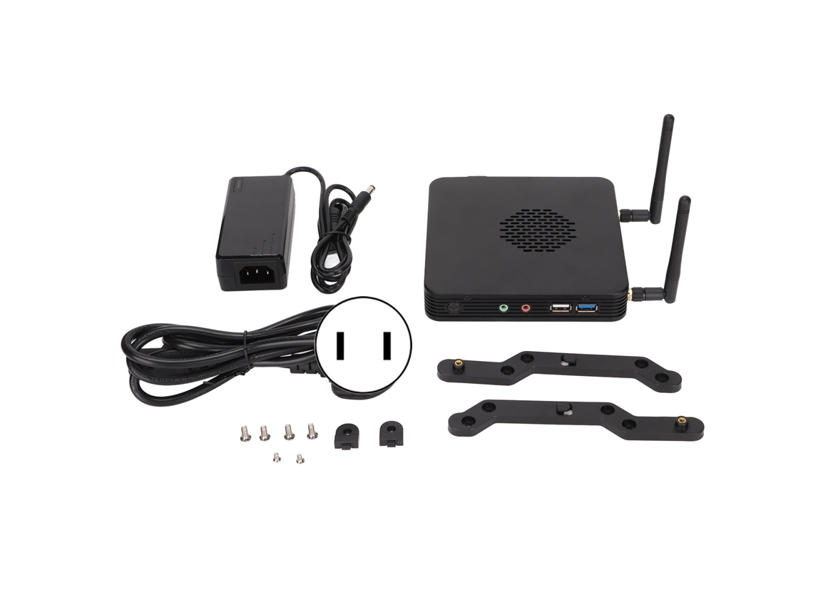 Mini PC 2,16 GHz a 2,58 GHz, 4 GB de RAM, SSD de 64 GB, WiFi duplo e ventoinha para Windows 11, dourado