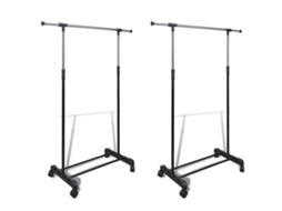 Vidaxl Cabide Para Roupas Ajustável Com 1 Varão 2 Pcs