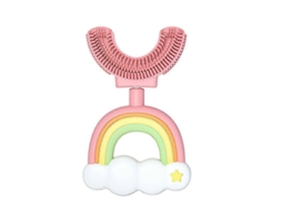 Escova de Dentes Infantil em Formato U, com Função Clareamento e Massagem para Toda a Boca, Feita Silicone Mac Io Grau Alimentício GOKOCO