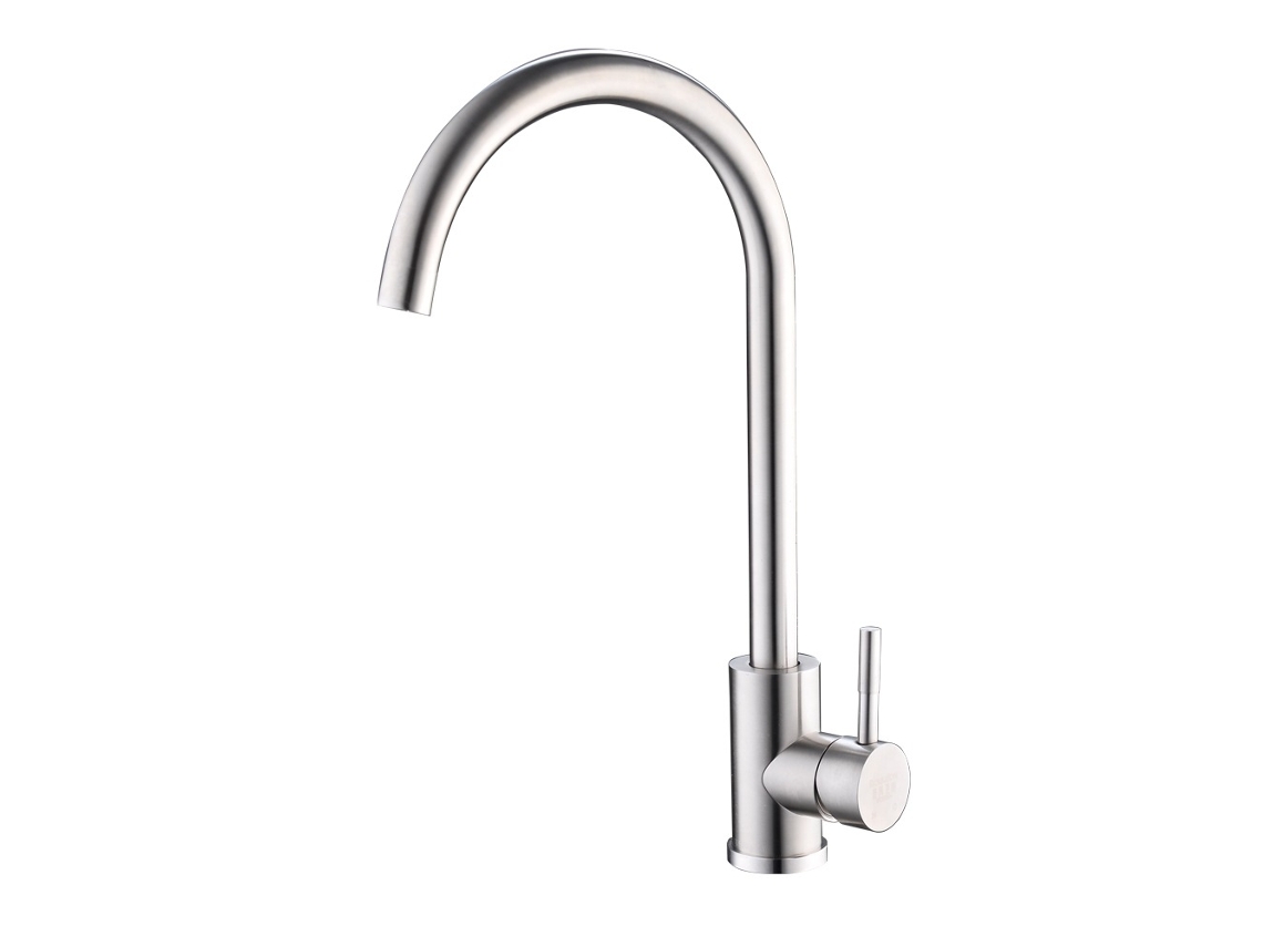 Torneira De Cozinha Monocomando Em Aço Inoxidável Escovado- Torneira Giratória 360° Para Pia- Torneira De Alta Pressão Para Cozinha- Preta