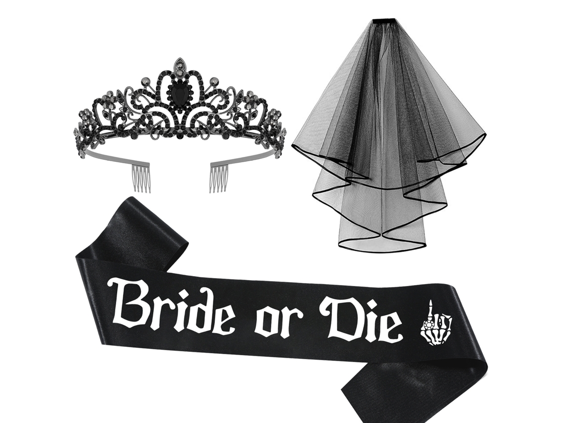 Lurelia Acessórios Noiva Conjunto Festa Halloween Ghost Bride 3 Peças 2 Tamanho Único