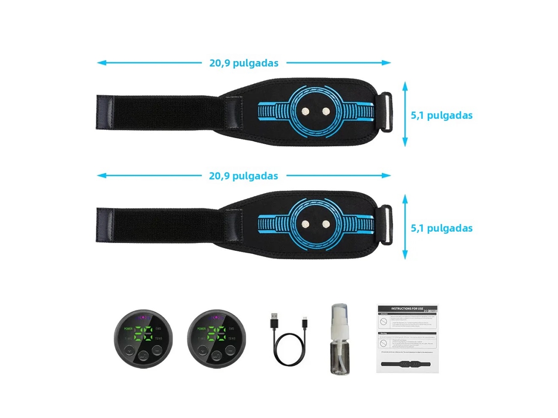Cinta De Cintura Modeladora Abdominal Recarregável Via Usb (com Duas Faixas Para As Pernas)