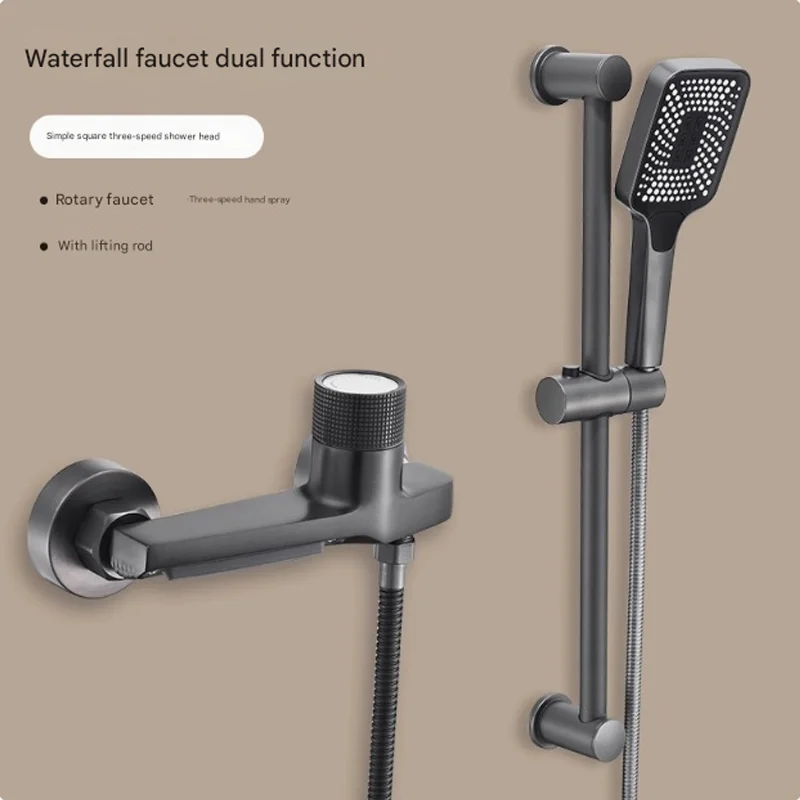 (cinza Chumbo C) Torneira Para Banheira Com Efeito Cascata E Ducha Manual, Misturador De Parede Para Chuveiro De Banheiro