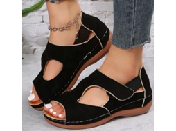 2026-sandálias Mulher Verão 2023 Sandálias Com Salto Elegantes Sapatos Confortáveis Para Mulher Jls 37 Negro