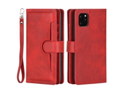 Suporte Casa Pega Para Iphone 14 Pele Sintética Magnética Com Porta-cartões Vermelho