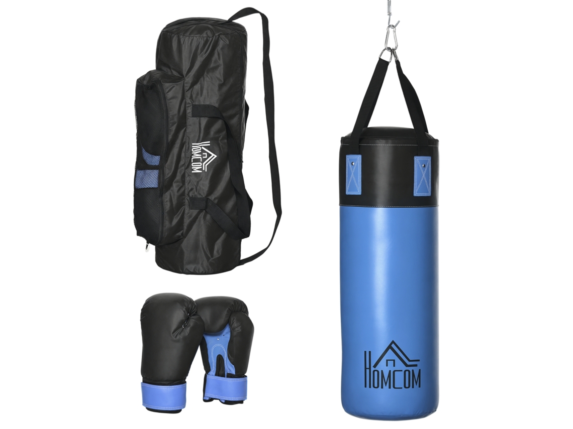Saco de Boxe Suspenso com Luvas, saco de Pancada 3 Camadas com Bolsa de Transporte, azul BTFORUS