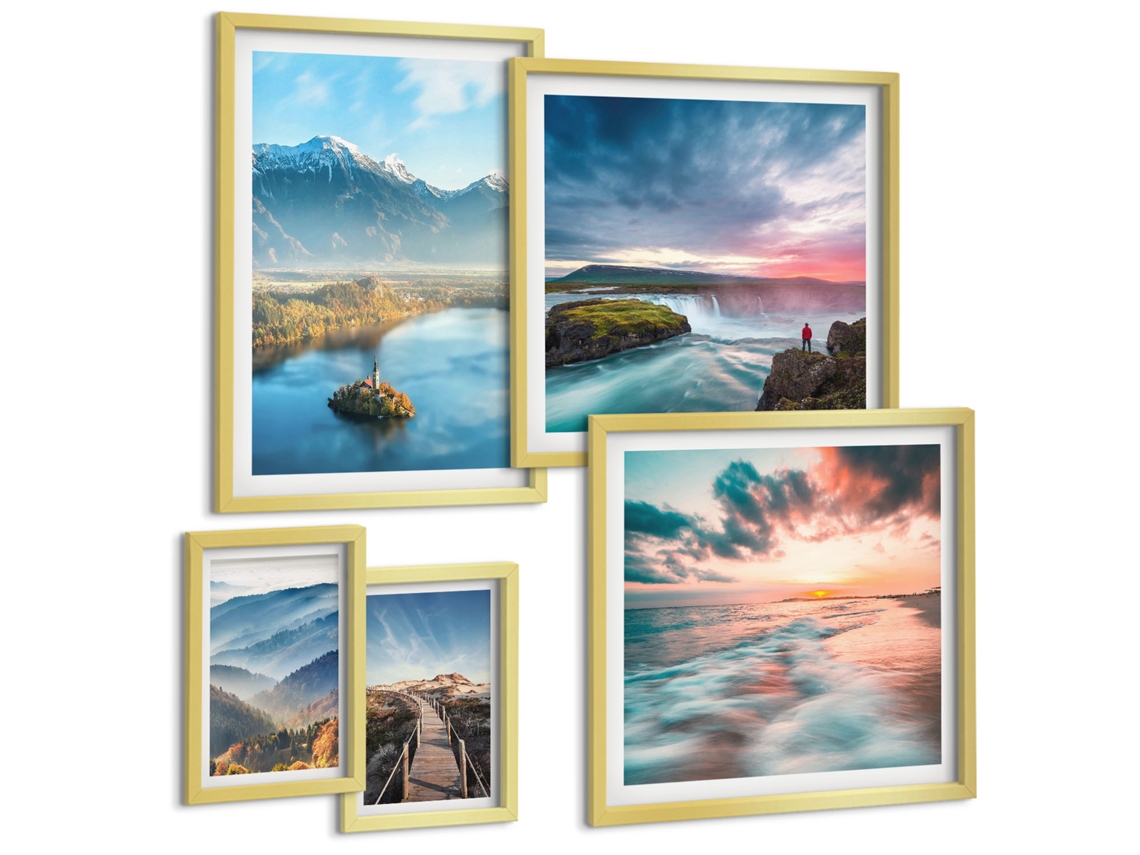 Conjunto De Pinturas Paisagens De Montanha Cachoeiras Espelharte (5 Peças)