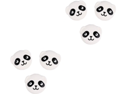 Conjunto De 6 Batentes Porta Silicone Em Formato Panda, Na Cor Branca, Para Maçanetas.