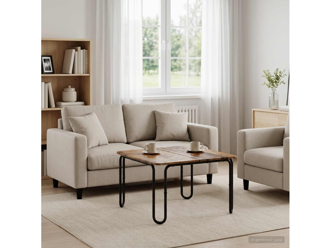 Vidaxl Mesa De Centro Madeira Antiga 100 X 100 X 45 Cm