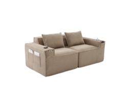 Sofá Modular 2 Lugares Com Porta-copos E Bolsos Laterais: Conforto Com Espuma Densa E Estrutura Firme, Ideal Para Sala E Apartamentos.