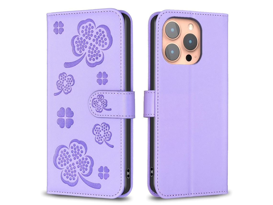 Capa Para Iphone 15 Pro Pele Sintética Roxo
