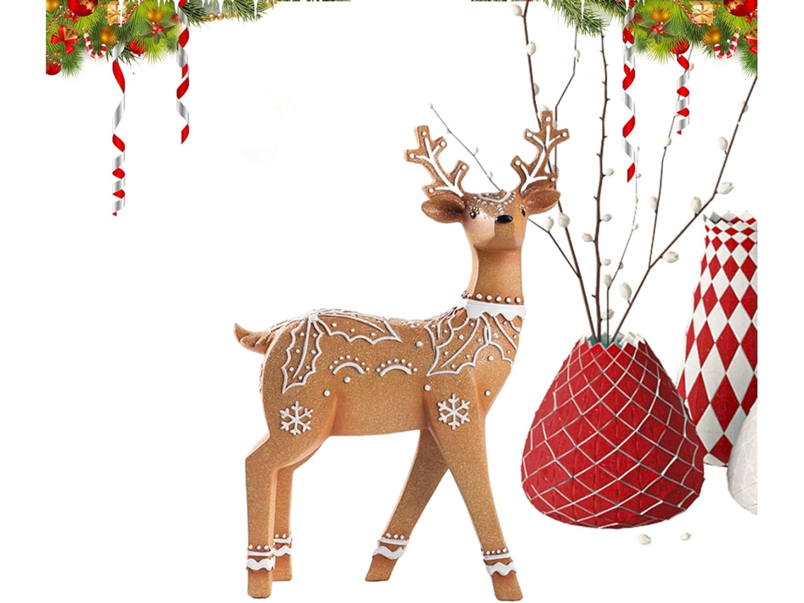 Estatuetas De Renas De Natal, Estátua De Alce Brilhante