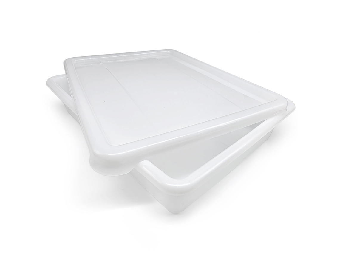 Pack 5 Bandejas Uso Alimentar Com Tampa: 10,7l Sem Bpa (48,5 X 36,8 X 8,5 Cm) - Cozinhas, Restaurantes, Refeitórios, Hoteleira, Catering