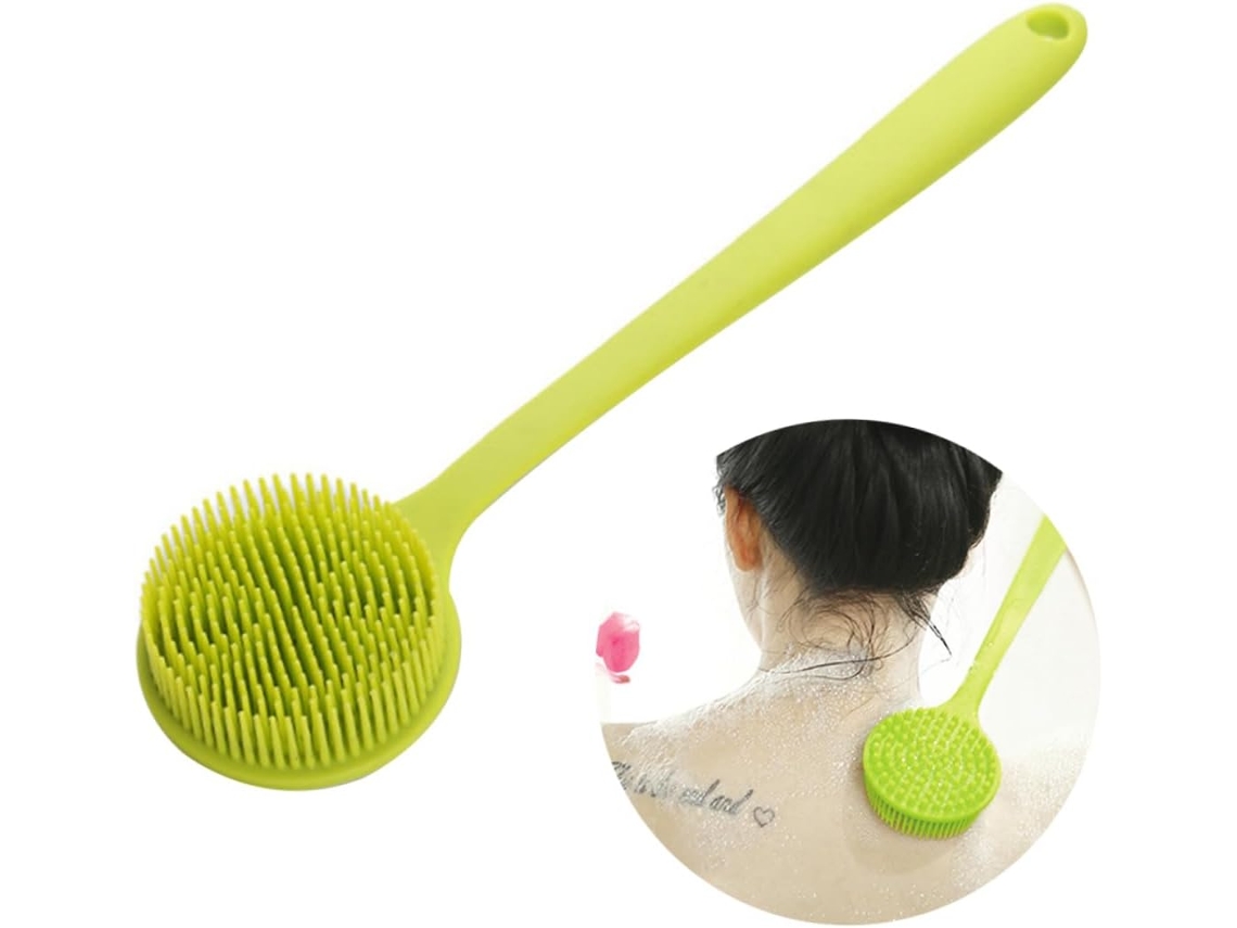 Escova De Banho Mikinona Com Cabo Longo Em Silicone, Escova Esfoliante Suave Para O Corpo E Costas