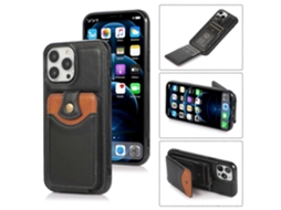 Capa Tipo Carteira De Couro Macio Para Iphone 13, Preta