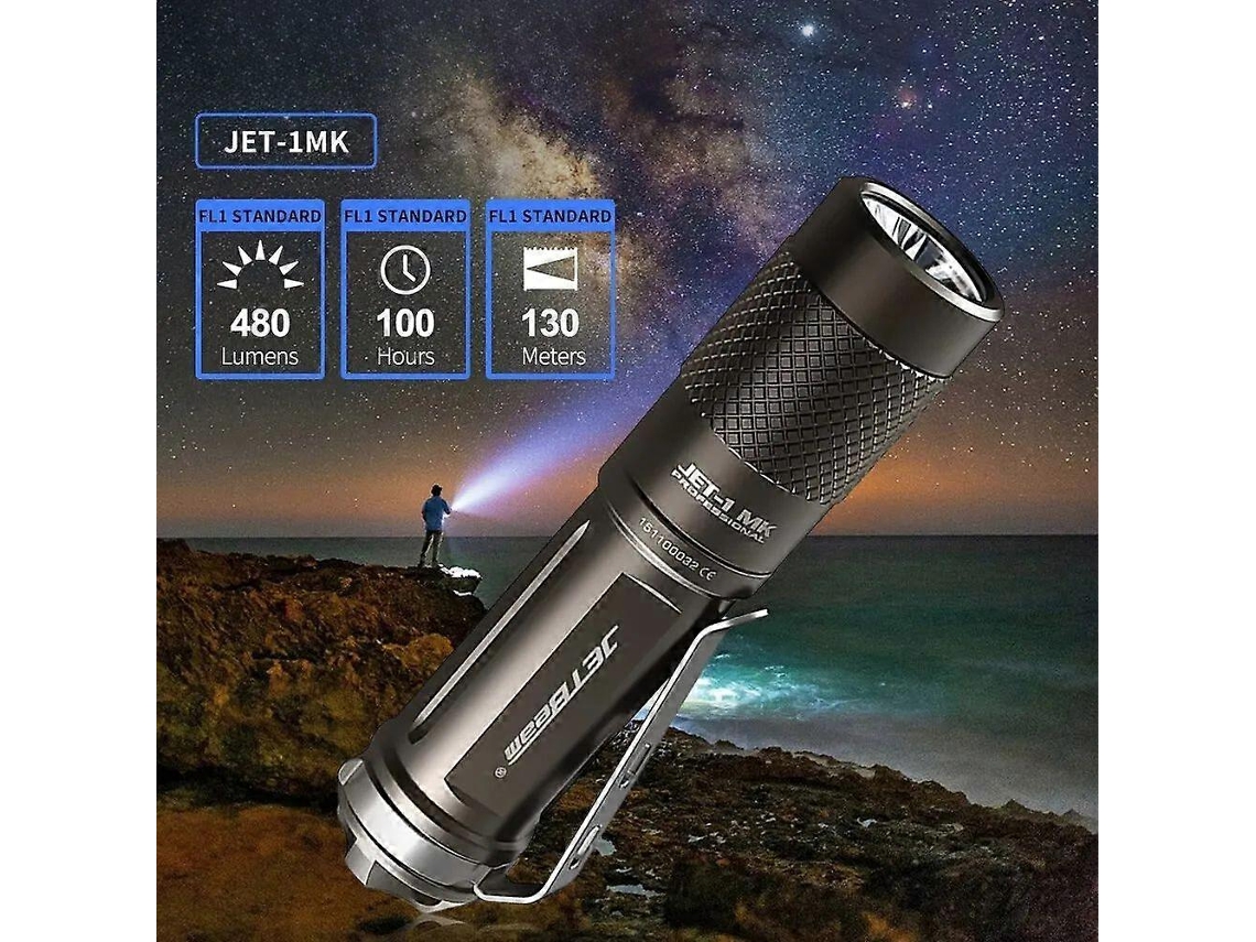 Lanterna Edc Jet 1mk De 480 Lúmens Com Alcance De 130 M. À Prova Dágua Ipx8, Led De Alta Potência Para Caminhadas E Acampamentos. Olysi Shop