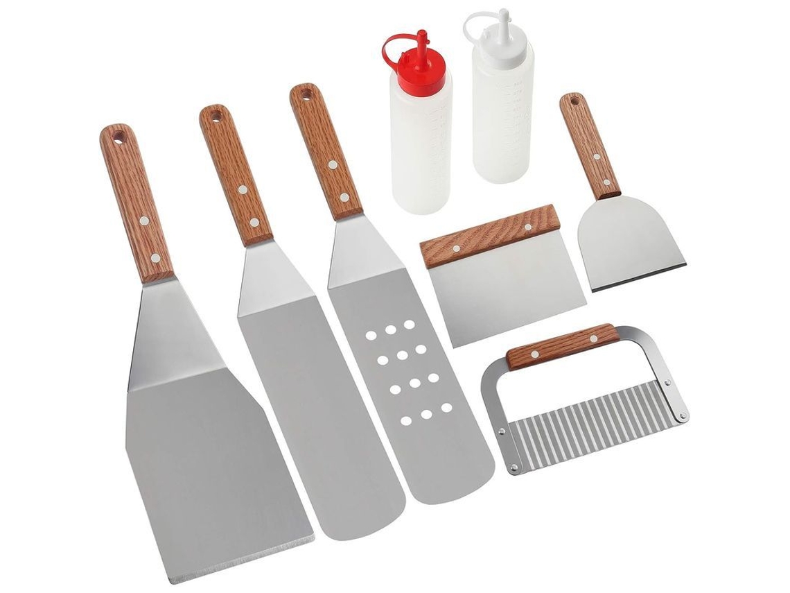 2026-kit De 8 Accesorios Para Barbacoa De Acero Inoxidable - Herramientas Profesionales Para Parrilla Y Teppanyaki - Regalo Ideal