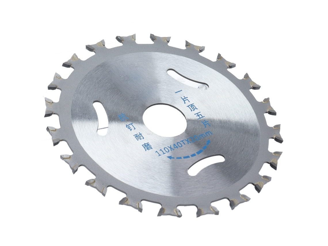 Lâmina de serra circular de carboneto de 40 dentes, 110 mm x 20 mm, dupla face com aparador para trabalhos em madeira.