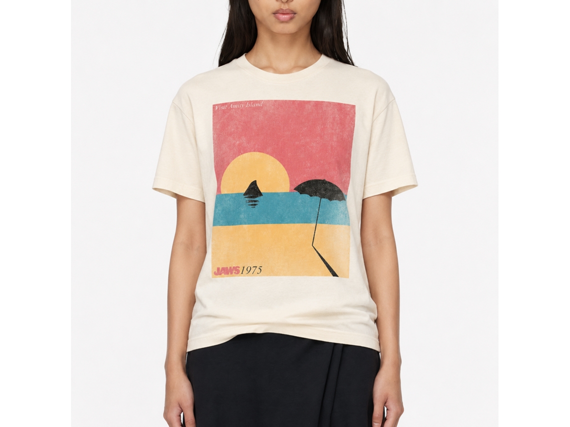 Rockinstone Jaws Movie Visiting Solid Natural Adult T-shirt Size:xxl