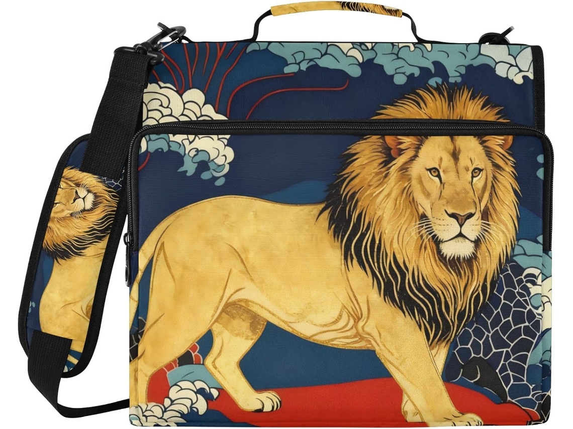Pasta japonesa Red Lion com 3 argolas, zíper reforçado e alça, carteira com zíper fácil de transportar, ideal para...