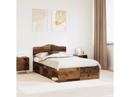 Vidaxl Estrutura da Cama com Cabeceira Madeira Antiga 135 X 190 Cm