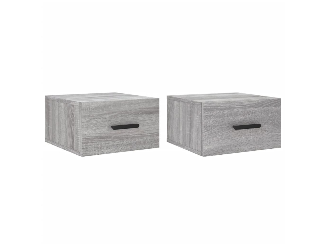 Conjunto de 2 Mesas de Cabeceira de Parede Cinzento Sonoma MAISON EXCLUSIVE (35x35x20 cm)