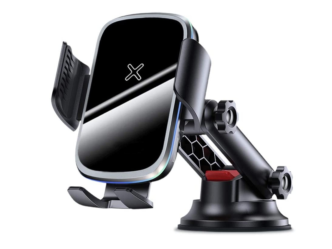 Carregador Sem Auto Clamping Qi Fast Charging Infravermelho Inteligente Carro YIZHOOD Preto