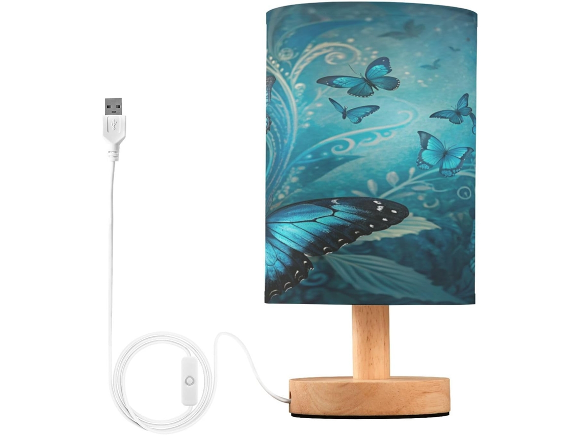 Abajur De Cabeceira Em Formato Borboleta Para Sala, Com USB C Carregamento Portas, Luminária De Mesa Cabeceira